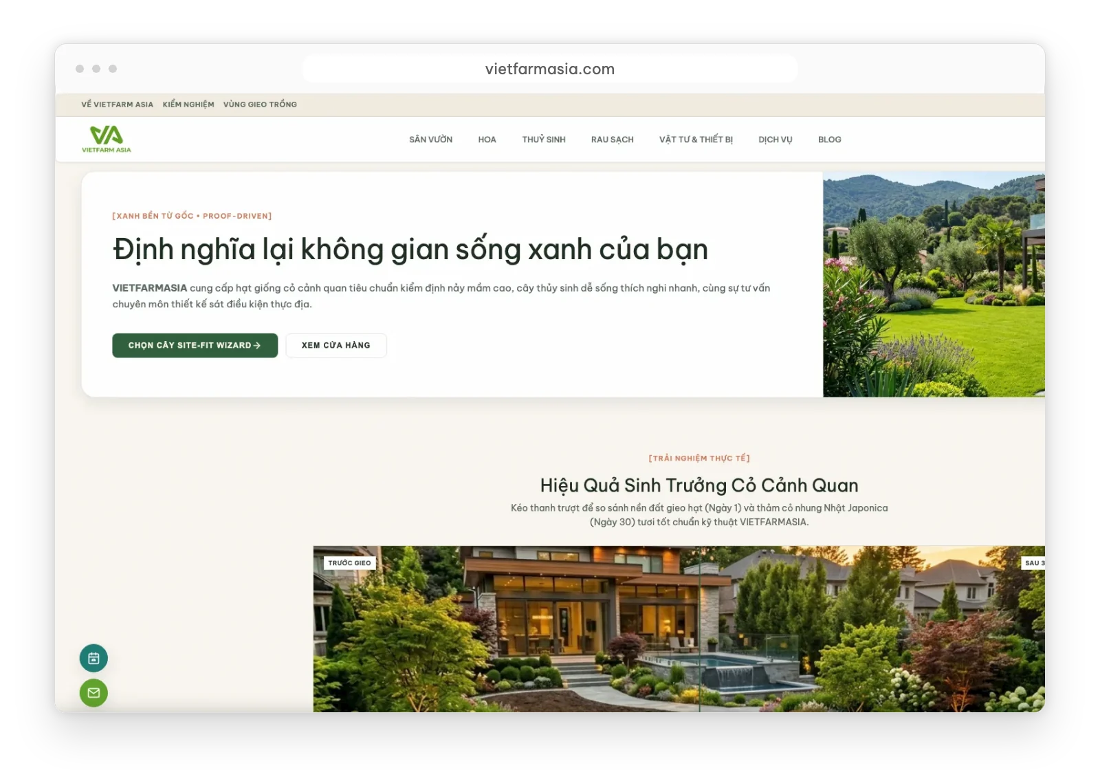 Ảnh chụp trang chủ vietfarmasia.com, chạy trên bộ mã ARVUMA